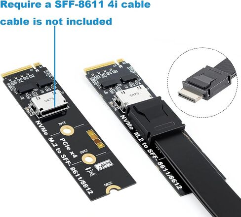 RGEEK M.2 NVME to OCuLink SFF-8612 Adapter, PCIe 5.0 x4 128Gbps to OCuLink | SFF-8611 4i Host Adapter with ReDriver, for eGPU GPU External Graphics Cards and M.2 NGFF SSD 2280 2260 2242 in Saudi Arabia