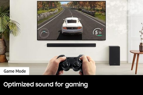 Samsung HW-B550/ZA 2.1ch Soundbar with Dolby Audio, DTS Virtual:X, Subwoofer Included, Adaptive Sound Lite, Bluetooth Multi-Device Connection, Wireless Surround Compatible, 2022, Black in Saudi Arabia
