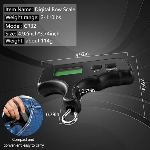 Digital Bow Scale,110Lbs/50kg High Accuracy Archery Draw Weight Scale | With Hook & Peak Hold, Handheld Portable Electronic Hanging Scale for Bow Tuning, Compound Bow, Recurve Bow & Luggage in Saudi Arabia