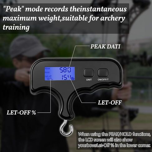 Digital Bow Scale,110Lbs/50kg High Accuracy Archery Draw Weight Scale | With Hook & Peak Hold, Handheld Portable Electronic Hanging Scale for Bow Tuning, Compound Bow, Recurve Bow & Luggage in Saudi Arabia
