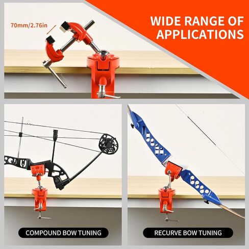 360° Rotating Universal Bow Vise for Compound & Recurve Bow Tuning | 360° full swivel, sturdy metal build, non-marring padded clamp, removable bench mount, home workbench & archery workshop in Saudi Arabia