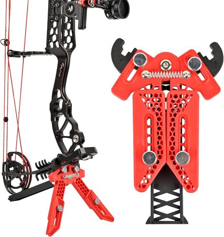 SPG Bow Stand for Compound Bow - Portable Compound Bow Stand with Adjustable Clamp & Brackets Folding Archery Bow Stand for Outdoor Hunting Shooting Accessories in Kuwait
