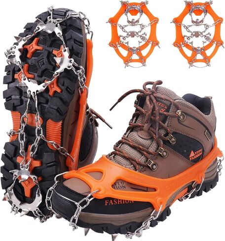 WIN.MAX Crampons for Shoes, Traction Cleats Ice Snow Grips with 19 Stainless Steel Spikes, Shoe Talons Anti - Slip Boots Spikes for Walking, Jogging, Climbing and Hiking in Saudi Arabia