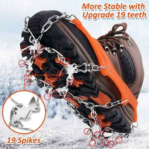 WIN.MAX Crampons for Shoes, Traction Cleats Ice Snow Grips with 19 Stainless Steel Spikes, Shoe Talons Anti - Slip Boots Spikes for Walking, Jogging, Climbing and Hiking in Saudi Arabia