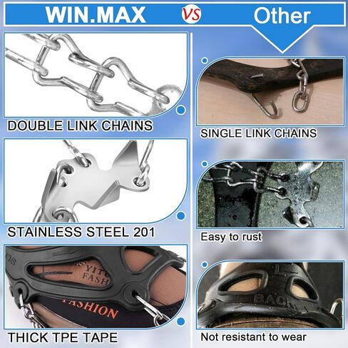 WIN.MAX Crampons for Shoes, Traction Cleats Ice Snow Grips with 19 Stainless Steel Spikes, Shoe Talons Anti - Slip Boots Spikes for Walking, Jogging, Climbing and Hiking in Saudi Arabia