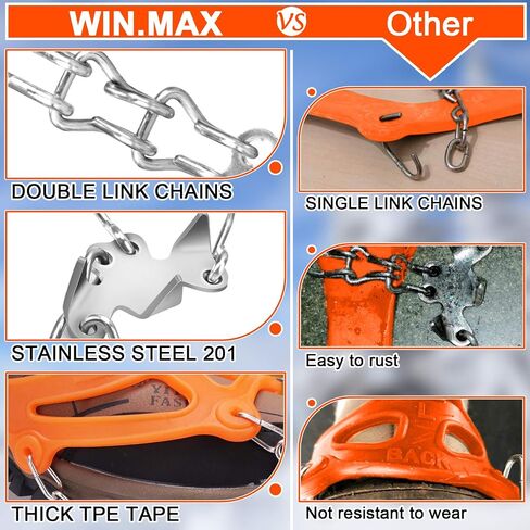 WIN.MAX Crampons for Shoes, Traction Cleats Ice Snow Grips with 19 Stainless Steel Spikes, Shoe Talons Anti - Slip Boots Spikes for Walking, Jogging, Climbing and Hiking in Saudi Arabia