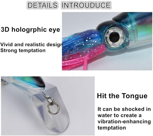 4Pcs Large Simulation Squid Fishing Lures Bait Kit,3D Holographic Eyes，Built-in Multicolored Lead Blocks Through Heavy Duty ，Stable and Tempting in Kuwait