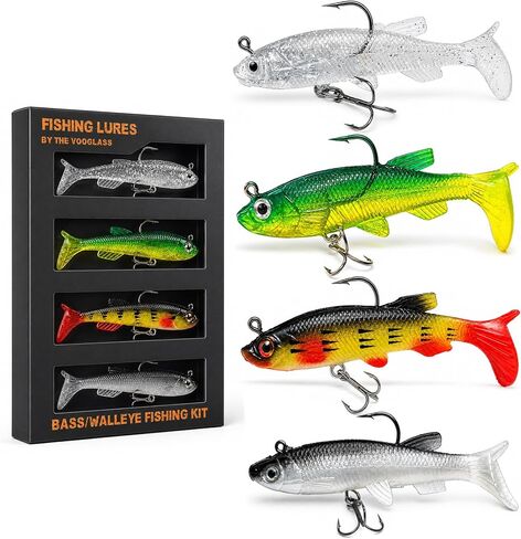 Soft Swimbaits Fishing Lures Set, 4pcs Realistic Bass Fishing Lure Kit in Kuwait
