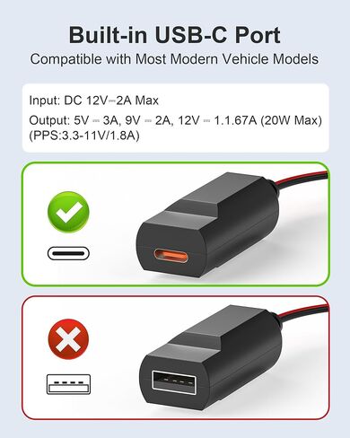 VASTHOME for Ford F150 Dashcam Power Adapter 16 Pin Type A Compatible with Ford F-150, Bronco, Mustang, MKZ, Fusion, F-250 Super Duty, F-350 Super Duty, and Flex - USBC Port PD20W in Saudi Arabia