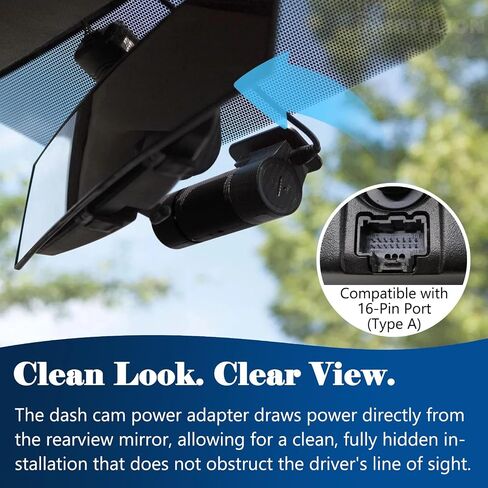 16-Pin Dash Cam Power Adapter for Ford & Lincoln Vehicles | Rearview Mirror USB Power for F-150 F-250 F-350 Explorer Bronco and More, Hidden Wiring, No Fuse Tap in Saudi Arabia
