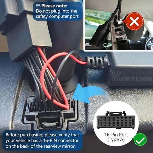 16-Pin Dash Cam Power Adapter for Ford & Lincoln Vehicles | Rearview Mirror USB Power for F-150 F-250 F-350 Explorer Bronco and More, Hidden Wiring, No Fuse Tap in Saudi Arabia