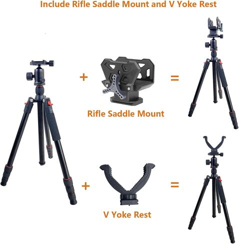 Adjustable Hunting Shooting Stick Tripod – Rifle & Pistol Shooting Rest Stand for Gun,Rifles and Crossbows, Tripods with V Yoke & Shooting Saddle Clamp for Hunting Sticks in Saudi Arabia