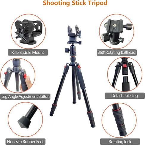 Adjustable Hunting Shooting Stick Tripod – Rifle & Pistol Shooting Rest Stand for Gun,Rifles and Crossbows, Tripods with V Yoke & Shooting Saddle Clamp for Hunting Sticks in Saudi Arabia