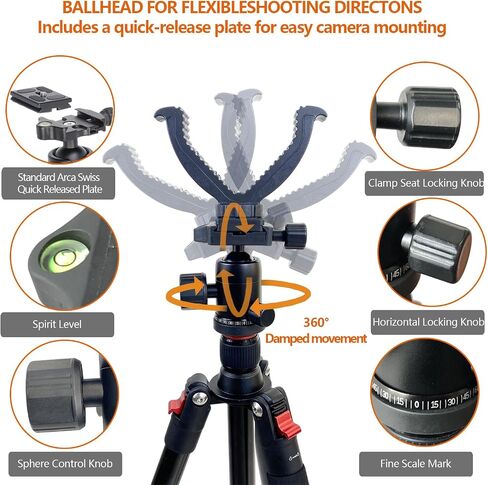 Adjustable Hunting Shooting Stick Tripod – Rifle & Pistol Shooting Rest Stand for Gun,Rifles and Crossbows, Tripods with V Yoke & Shooting Saddle Clamp for Hunting Sticks in Saudi Arabia