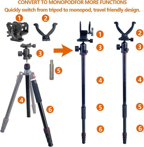 Adjustable Hunting Shooting Stick Tripod – Rifle & Pistol Shooting Rest Stand for Gun,Rifles and Crossbows, Tripods with V Yoke & Shooting Saddle Clamp for Hunting Sticks in Saudi Arabia