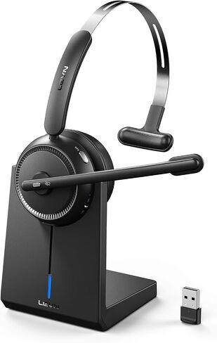 LEVN Wireless Headset 5.2 for Call Center, BluetoothHeadphones with Mic for Work(Noise Cancelling), 65 HoursWoktime & Mute Button,Wireless Headset for Work fromHome/Office/PC/Computer/Laptop(Black) in Saudi Arabia