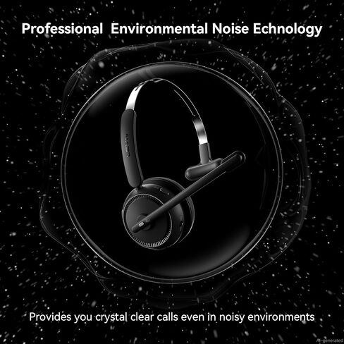 LEVN Wireless Headset 5.2 for Call Center, BluetoothHeadphones with Mic for Work(Noise Cancelling), 65 HoursWoktime & Mute Button,Wireless Headset for Work fromHome/Office/PC/Computer/Laptop(Black) in Saudi Arabia