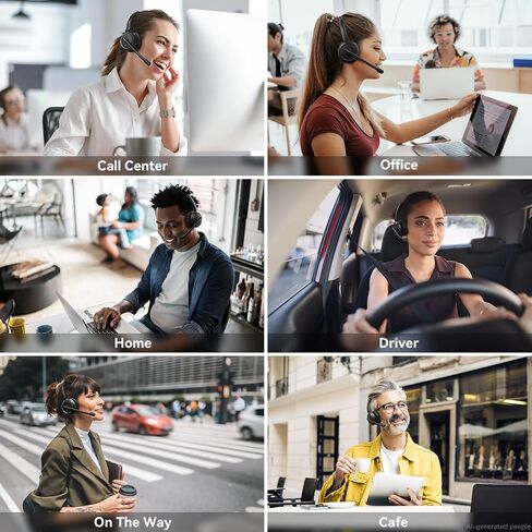LEVN Wireless Headset 5.2 for Call Center, BluetoothHeadphones with Mic for Work(Noise Cancelling), 65 HoursWoktime & Mute Button,Wireless Headset for Work fromHome/Office/PC/Computer/Laptop(Black) in Saudi Arabia