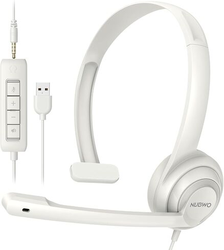 NUBWO HW02 USB Headset with Microphone Noise Cancelling &in-line Control, Ultra Comfort Computer Headset for Laptop pc, On-Ear Wired Office Call Center Headphone for Boom Skype Webinars（Black） in Saudi Arabia