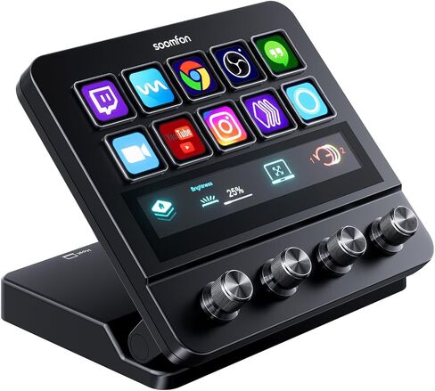 SOOMFON Stream Controller Studio Deck 10 Macro Keys, 4 Dials, 1 Touch Strip | 10 LCD Buttons, Touch Strip Display, 4 Multifunction Dials to Trigger Actions, Compatible with OBS, Twitch, Discords, Youtube in Saudi Arabia