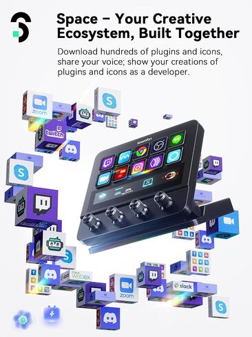 SOOMFON Stream Controller Studio Deck 10 Macro Keys, 4 Dials, 1 Touch Strip | 10 LCD Buttons, Touch Strip Display, 4 Multifunction Dials to Trigger Actions, Compatible with OBS, Twitch, Discords, Youtube in Saudi Arabia