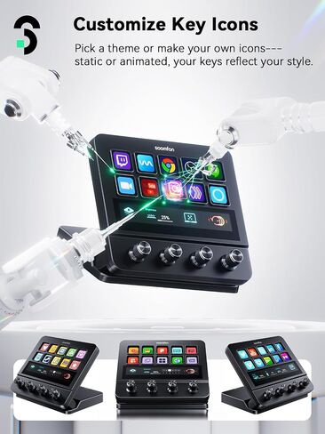 SOOMFON Stream Controller Studio Deck 10 Macro Keys, 4 Dials, 1 Touch Strip | 10 LCD Buttons, Touch Strip Display, 4 Multifunction Dials to Trigger Actions, Compatible with OBS, Twitch, Discords, Youtube in Saudi Arabia