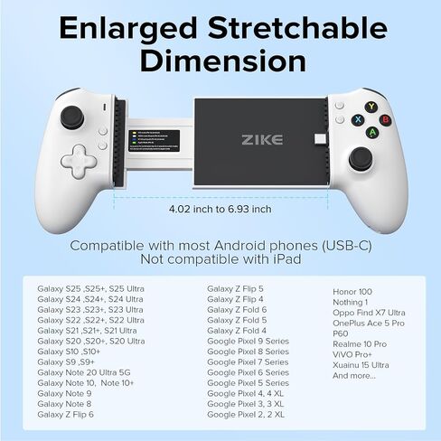 ZIKE Z331 Gaming Controller with Hall Effect Joysticks & Triggers | USB-C Mobile Gamepad for iPhone 15/16/17 & Android，Wireless Controller for PC, Xbox, Steam, Smartphones in Saudi Arabia