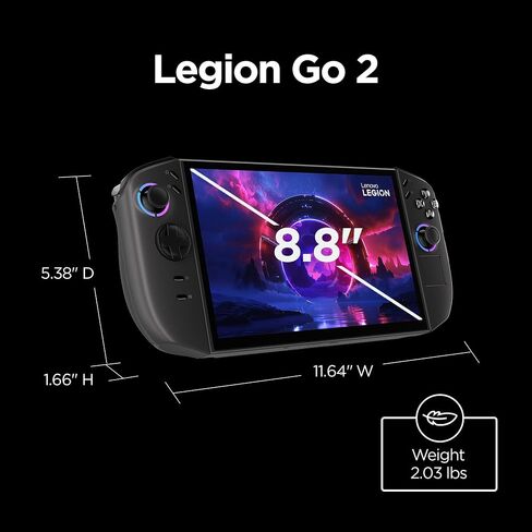 Lenovo Legion Go 2 – Mobile Gaming Console – AMD Ryzen Z2 CPU – 8.8" WQXGA PureSight OLED Display – 144Hz – Integrated AMD Radeon™ Graphics – 16GB Memory – 1TB Storage – Fingerprint Reader | Mobile Gaming Console, Featuring 144Hz Display, Integrated AMD R in Saudi Arabia