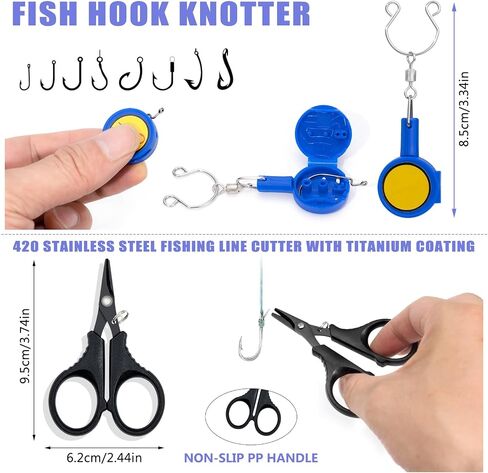 Fishing Tool Kit, 12 Pieces Fishing Gear, Fishing Pliers with Lanyard, Fillet Knife, Fish Lip Gripper, Fly Ice Fishing Hook Knotter, Anti-Cutting Gloves in Saudi Arabia