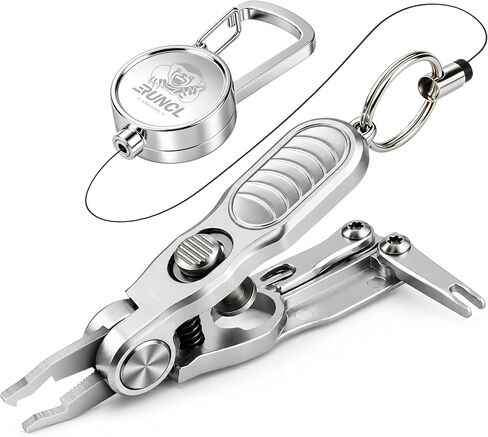 RUNCL 3-in-1 Fly Fishing Nippers and Knot Tying Tool Combo, Multi-Functional Fishing Pliers with Retractable Zinger Reel, Serrated Line Cutter & Hook Eye Cleaner for Braid, Mono, Fluoro in Saudi Arabia