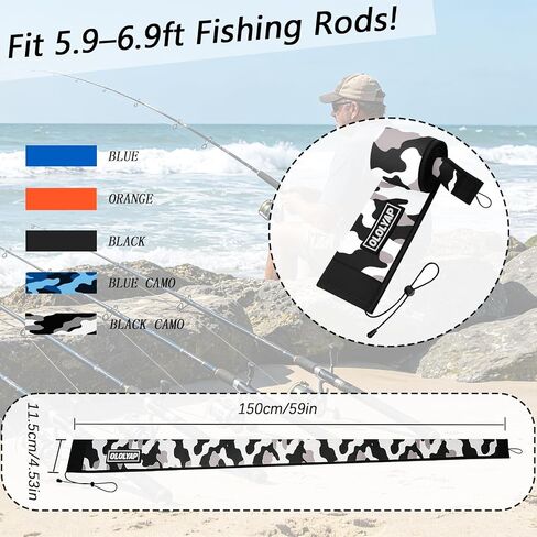 Fishing Rod Protective Sleeve, Neoprene Fishing Pole Socks for Casting, Spinning, Trolling Rod – Lightproof & Puncture Resistant in Saudi Arabia
