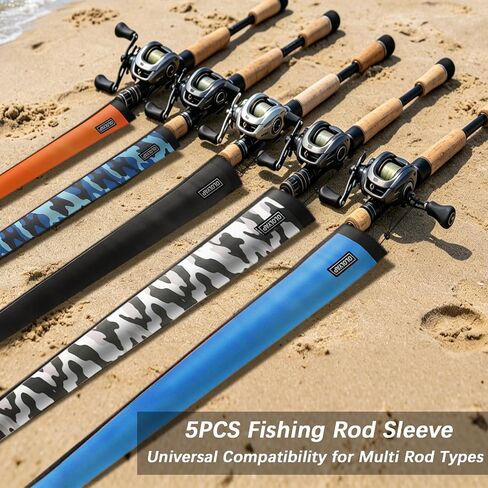Fishing Rod Protective Sleeve, Neoprene Fishing Pole Socks for Casting, Spinning, Trolling Rod – Lightproof & Puncture Resistant in Saudi Arabia