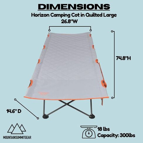 MOUNTAIN SUMMIT GEAR Horizon Camping Cot in Quilted Large or EZ Setup, 300 lb Capacity, Easy Fold Steel Frame with Carry Bag in Saudi Arabia