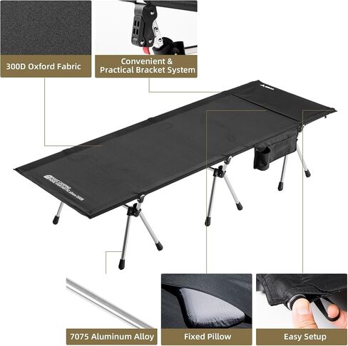 BISINNA Camping Cot for Adults Lightweight Folding Sleeping Cots | Height Adjustable,Support 330lbs,Aluminum Frame,Quick Setup,Portable Camping Bed with Carry Bag Army Sleeping Bed for Outdoor in Saudi Arabia