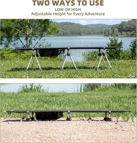 BISINNA Camping Cot for Adults Lightweight Folding Sleeping Cots | Height Adjustable,Support 330lbs,Aluminum Frame,Quick Setup,Portable Camping Bed with Carry Bag Army Sleeping Bed for Outdoor in Saudi Arabia