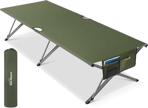 Join Nature Oversized Camping Cot for Adults - Non-Assemble Folding Camping Bed Extra Wide for Outdoor, Support up to 6.9ft or 450lbs, with Storager Bag, 82" L x 32" W(Green) in Saudi Arabia
