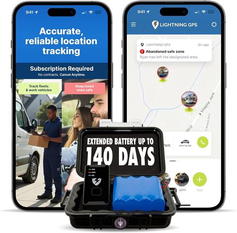 Lightning GL300 Real Time GPS Tracker for Vehicles, Magnetic Case | Subscription Required, GPS Tracker, Real Time Tracking, Geofencing, Speed Alerts, Waterproof, 7 Day Battery, Car Tracker in Kuwait
