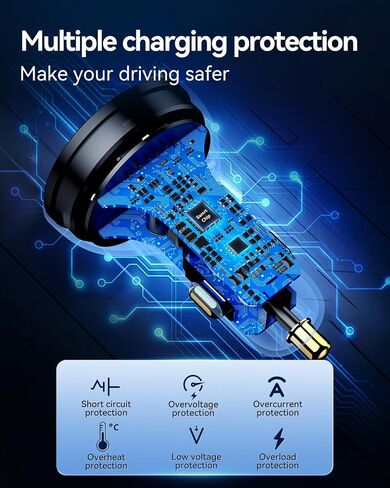 Rocoren 70W 4‑Port PD USB C Fast Car Charger Cigarette Lighter Adapter | For Multiple Devices, USBC Phone Charger Compatible with iPhone 17/17 Air/16/15 Pro Max, Samsung S25, Pixel in Saudi Arabia