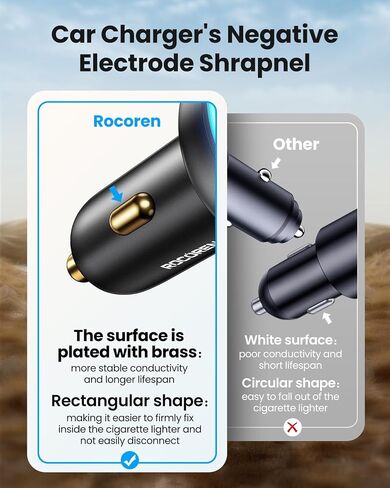 Rocoren 70W 4‑Port PD USB C Fast Car Charger Cigarette Lighter Adapter | For Multiple Devices, USBC Phone Charger Compatible with iPhone 17/17 Air/16/15 Pro Max, Samsung S25, Pixel in Saudi Arabia