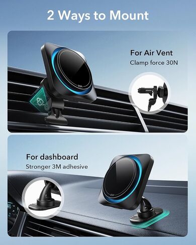 ESR for MagSafe Car Mount Charger 15W with CryoBoost for iPhone 17-12 | Phone Cooling Magnetic Wireless Car Charger, Air Vent & Dashboard Mount, Fast Charger for, S26/S25, Pixel 10 in Saudi Arabia