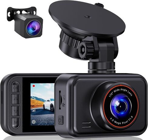 Dash Cam Front and Rear for Cars, 2.5K+1080P Dual Camera with 2" Screen | WDR Night Vision, 170° Lens, G-Sensor, Loop Recording, 360° Mount, Mini Design, 256GB Max, 24H Parking, SD Card Not Included in Saudi Arabia