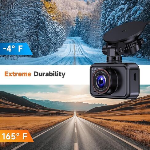 Dash Cam Front and Rear for Cars, 2.5K+1080P Dual Camera with 2" Screen | WDR Night Vision, 170° Lens, G-Sensor, Loop Recording, 360° Mount, Mini Design, 256GB Max, 24H Parking, SD Card Not Included in Saudi Arabia