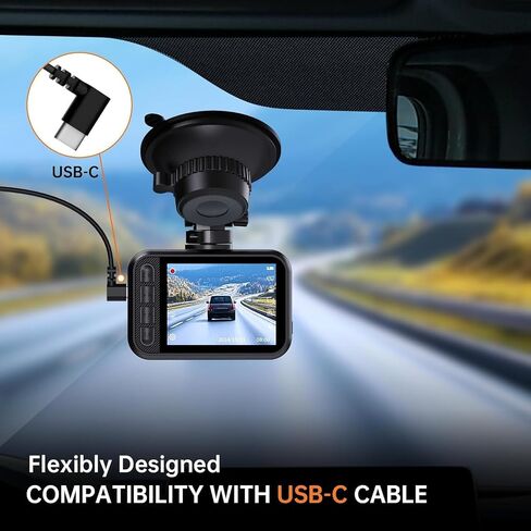 Dash Cam Front and Rear for Cars, 2.5K+1080P Dual Camera with 2" Screen | WDR Night Vision, 170° Lens, G-Sensor, Loop Recording, 360° Mount, Mini Design, 256GB Max, 24H Parking, SD Card Not Included in Saudi Arabia