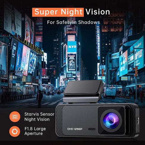 Veement 1296P Dash Cam Front, WiFi Dash Camera for Cars with App | V300 Mini Hidden Design, Night Vision, 170° Lens, Loop Recording, G-Sensor, 256GB Max, Card Not Included, Hardwire Required in Saudi Arabia