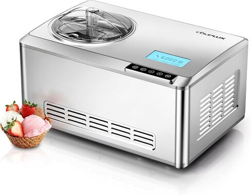 COUPLUX Fastest Freezing Ice Cream Maker, with Built-in Compressor 2.1QT | No Pre-freezing Automatic Ice Cream Machine, Easy Operate & Clean, Recipes Included, Stainless Steel, Low Noise, LCD Display in Saudi Arabia