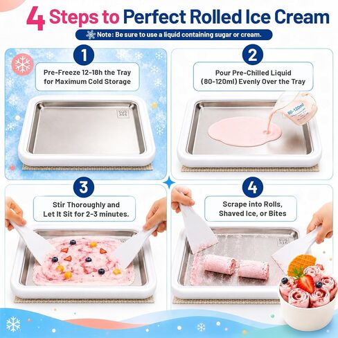 Rolled Ice Cream Maker, Premium Food Grade 316 Stainless Steel | Corrosion‑Resist, Instant Ice Cream Roller Maker, Perfect for Frozen, Yogurt&More! Homemade DIY, Fun Parent-Child Activities in Saudi Arabia