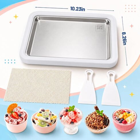 Rolled Ice Cream Maker, Premium Food Grade 316 Stainless Steel | Corrosion‑Resist, Instant Ice Cream Roller Maker, Perfect for Frozen, Yogurt&More! Homemade DIY, Fun Parent-Child Activities in Saudi Arabia