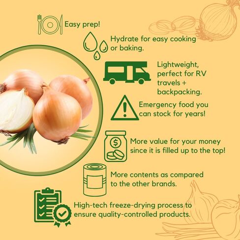 Ready Harvest Freeze-Dried Yellow Onions Dried Onions Minced Emergency Supplies Survival Emergency Rations #10 Can 25-Year Shelf Life 11.34 oz in Saudi Arabia