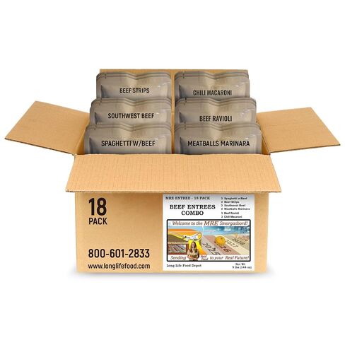MRE Beef Entrees Combo (18-Pack), Long Shelf Life | Main Courses Only (Not Full Meals), 2024+ Production Dates, Meals Ready to Eat - Combo A in Saudi Arabia