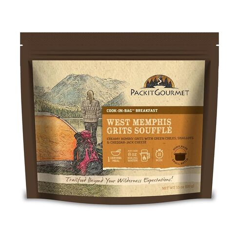 Packit Gourmet West Memphis Grits Soufflé | Premium Freeze Dried Backpacking & Camping Food | Large Portions | High Protein | Just Add Water Meal | All-Natural Ingredients | Made in USA | Freeze-Dried and Dehydrated Foods in Saudi Arabia